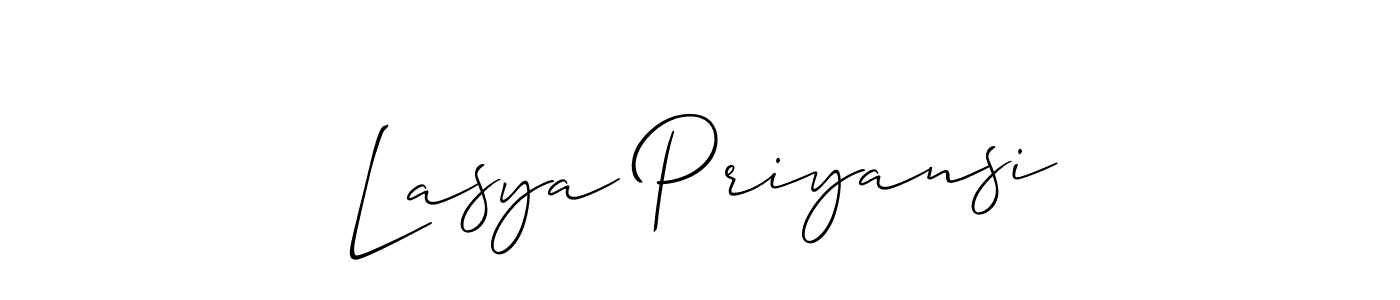 Make a short Lasya Priyansi signature style. Manage your documents anywhere anytime using Allison_Script. Create and add eSignatures, submit forms, share and send files easily. Lasya Priyansi signature style 2 images and pictures png