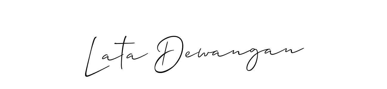 The best way (Allison_Script) to make a short signature is to pick only two or three words in your name. The name Lata Dewangan include a total of six letters. For converting this name. Lata Dewangan signature style 2 images and pictures png