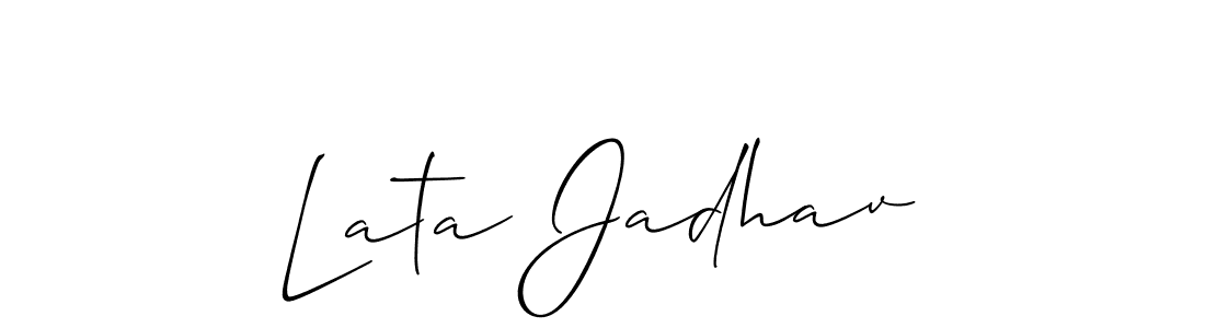 You should practise on your own different ways (Allison_Script) to write your name (Lata Jadhav) in signature. don't let someone else do it for you. Lata Jadhav signature style 2 images and pictures png