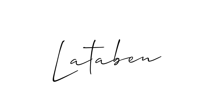 Create a beautiful signature design for name Lataben. With this signature (Allison_Script) fonts, you can make a handwritten signature for free. Lataben signature style 2 images and pictures png