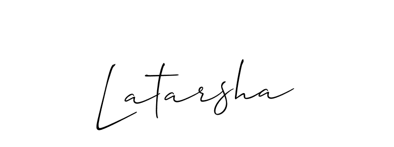 Create a beautiful signature design for name Latarsha. With this signature (Allison_Script) fonts, you can make a handwritten signature for free. Latarsha signature style 2 images and pictures png