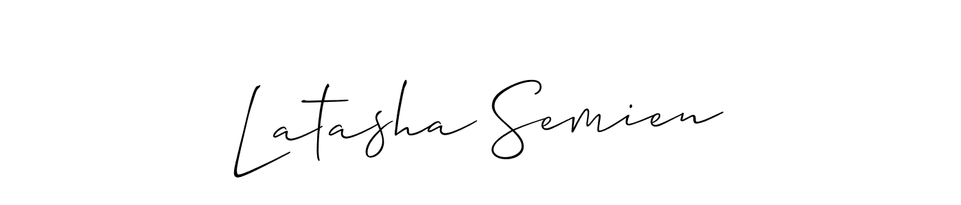 Similarly Allison_Script is the best handwritten signature design. Signature creator online .You can use it as an online autograph creator for name Latasha Semien. Latasha Semien signature style 2 images and pictures png