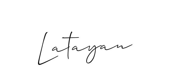 Allison_Script is a professional signature style that is perfect for those who want to add a touch of class to their signature. It is also a great choice for those who want to make their signature more unique. Get Latayan name to fancy signature for free. Latayan signature style 2 images and pictures png