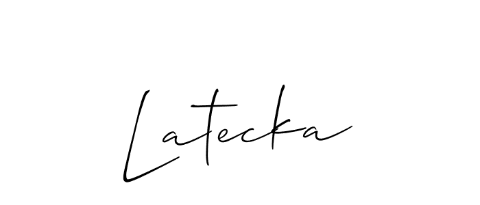 Create a beautiful signature design for name Latecka. With this signature (Allison_Script) fonts, you can make a handwritten signature for free. Latecka signature style 2 images and pictures png