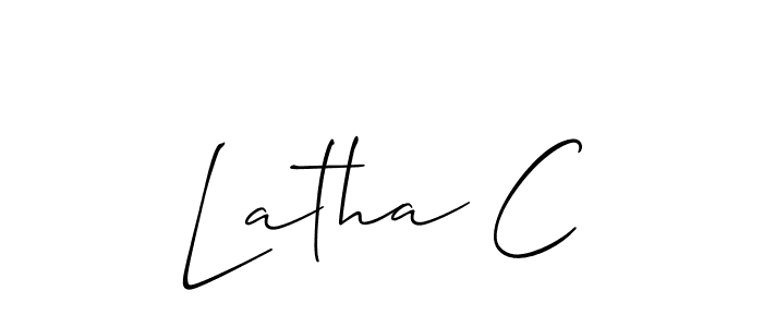 Similarly Allison_Script is the best handwritten signature design. Signature creator online .You can use it as an online autograph creator for name Latha C. Latha C signature style 2 images and pictures png