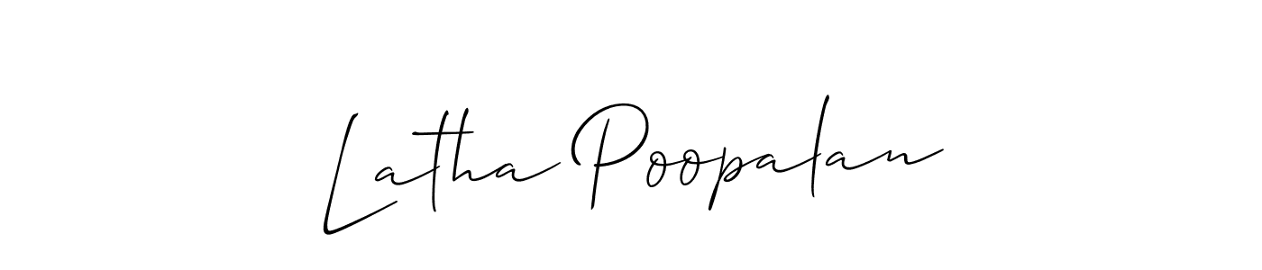 Similarly Allison_Script is the best handwritten signature design. Signature creator online .You can use it as an online autograph creator for name Latha Poopalan. Latha Poopalan signature style 2 images and pictures png