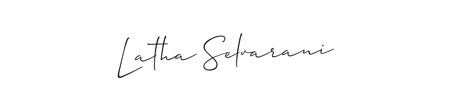 Allison_Script is a professional signature style that is perfect for those who want to add a touch of class to their signature. It is also a great choice for those who want to make their signature more unique. Get Latha Selvarani name to fancy signature for free. Latha Selvarani signature style 2 images and pictures png
