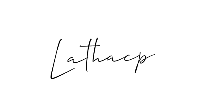 It looks lik you need a new signature style for name Lathacp. Design unique handwritten (Allison_Script) signature with our free signature maker in just a few clicks. Lathacp signature style 2 images and pictures png