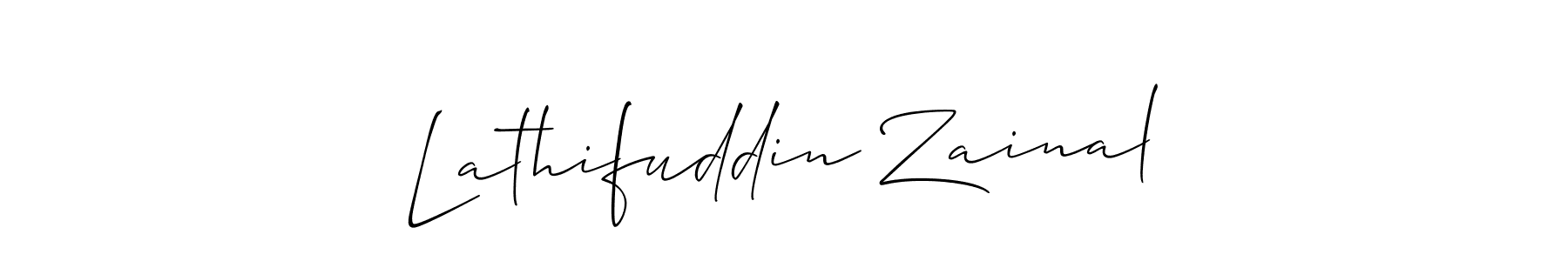 Allison_Script is a professional signature style that is perfect for those who want to add a touch of class to their signature. It is also a great choice for those who want to make their signature more unique. Get Lathifuddin Zainal name to fancy signature for free. Lathifuddin Zainal signature style 2 images and pictures png