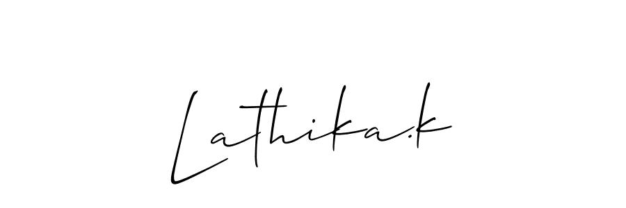 How to make Lathika.k signature? Allison_Script is a professional autograph style. Create handwritten signature for Lathika.k name. Lathika.k signature style 2 images and pictures png