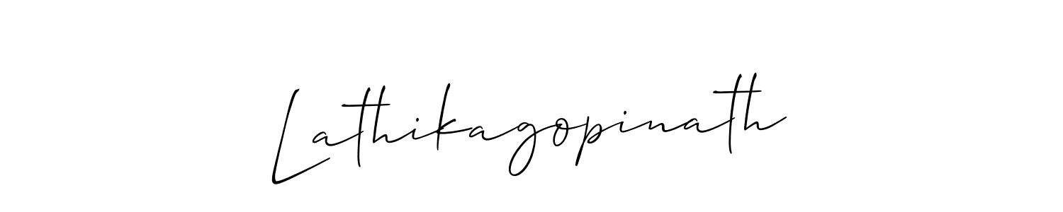 Create a beautiful signature design for name Lathikagopinath. With this signature (Allison_Script) fonts, you can make a handwritten signature for free. Lathikagopinath signature style 2 images and pictures png