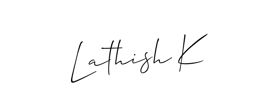 Make a beautiful signature design for name Lathish K. With this signature (Allison_Script) style, you can create a handwritten signature for free. Lathish K signature style 2 images and pictures png