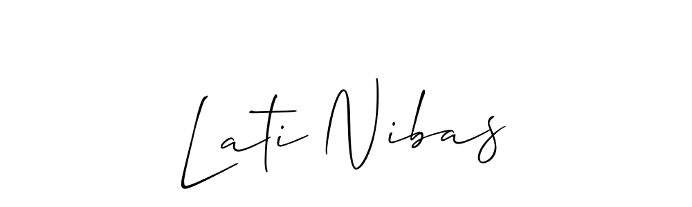 Allison_Script is a professional signature style that is perfect for those who want to add a touch of class to their signature. It is also a great choice for those who want to make their signature more unique. Get Lati Nibas name to fancy signature for free. Lati Nibas signature style 2 images and pictures png