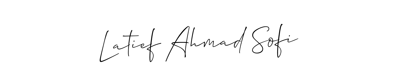 Make a beautiful signature design for name Latief Ahmad Sofi. With this signature (Allison_Script) style, you can create a handwritten signature for free. Latief Ahmad Sofi signature style 2 images and pictures png