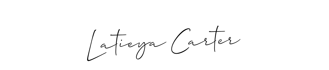 Design your own signature with our free online signature maker. With this signature software, you can create a handwritten (Allison_Script) signature for name Latieya Carter. Latieya Carter signature style 2 images and pictures png