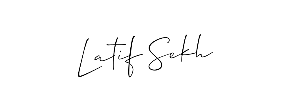 The best way (Allison_Script) to make a short signature is to pick only two or three words in your name. The name Latif Sekh include a total of six letters. For converting this name. Latif Sekh signature style 2 images and pictures png
