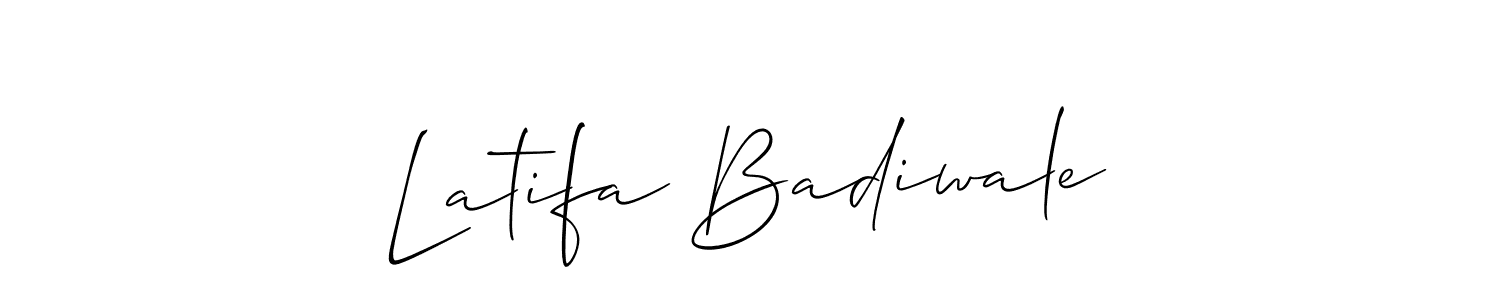 Allison_Script is a professional signature style that is perfect for those who want to add a touch of class to their signature. It is also a great choice for those who want to make their signature more unique. Get Latifa Badiwale name to fancy signature for free. Latifa Badiwale signature style 2 images and pictures png