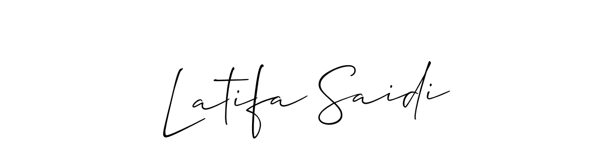 Use a signature maker to create a handwritten signature online. With this signature software, you can design (Allison_Script) your own signature for name Latifa Saidi. Latifa Saidi signature style 2 images and pictures png