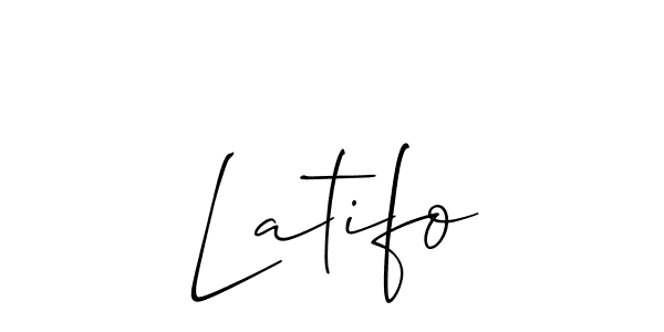 The best way (Allison_Script) to make a short signature is to pick only two or three words in your name. The name Latifo include a total of six letters. For converting this name. Latifo signature style 2 images and pictures png