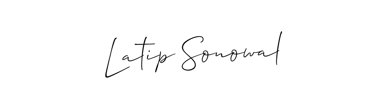 Use a signature maker to create a handwritten signature online. With this signature software, you can design (Allison_Script) your own signature for name Latip Sonowal. Latip Sonowal signature style 2 images and pictures png
