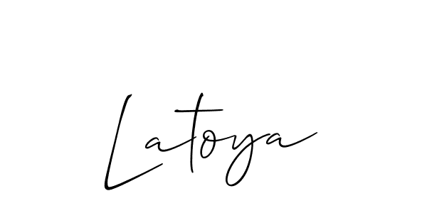 Use a signature maker to create a handwritten signature online. With this signature software, you can design (Allison_Script) your own signature for name Latoya. Latoya signature style 2 images and pictures png