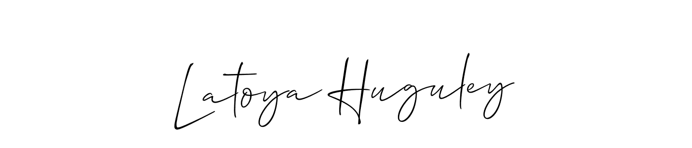 Use a signature maker to create a handwritten signature online. With this signature software, you can design (Allison_Script) your own signature for name Latoya Huguley. Latoya Huguley signature style 2 images and pictures png