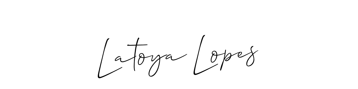 Use a signature maker to create a handwritten signature online. With this signature software, you can design (Allison_Script) your own signature for name Latoya Lopes. Latoya Lopes signature style 2 images and pictures png