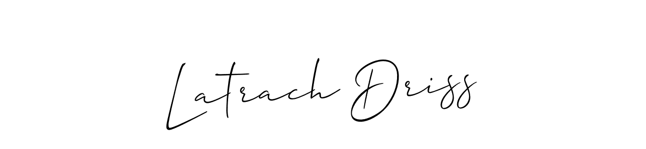 Also You can easily find your signature by using the search form. We will create Latrach Driss name handwritten signature images for you free of cost using Allison_Script sign style. Latrach Driss signature style 2 images and pictures png