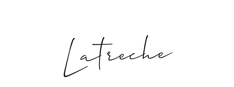 Use a signature maker to create a handwritten signature online. With this signature software, you can design (Allison_Script) your own signature for name Latreche. Latreche signature style 2 images and pictures png