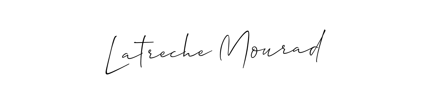 How to make Latreche Mourad name signature. Use Allison_Script style for creating short signs online. This is the latest handwritten sign. Latreche Mourad signature style 2 images and pictures png