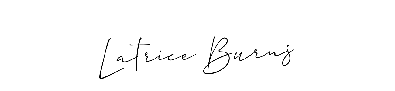It looks lik you need a new signature style for name Latrice Burns. Design unique handwritten (Allison_Script) signature with our free signature maker in just a few clicks. Latrice Burns signature style 2 images and pictures png