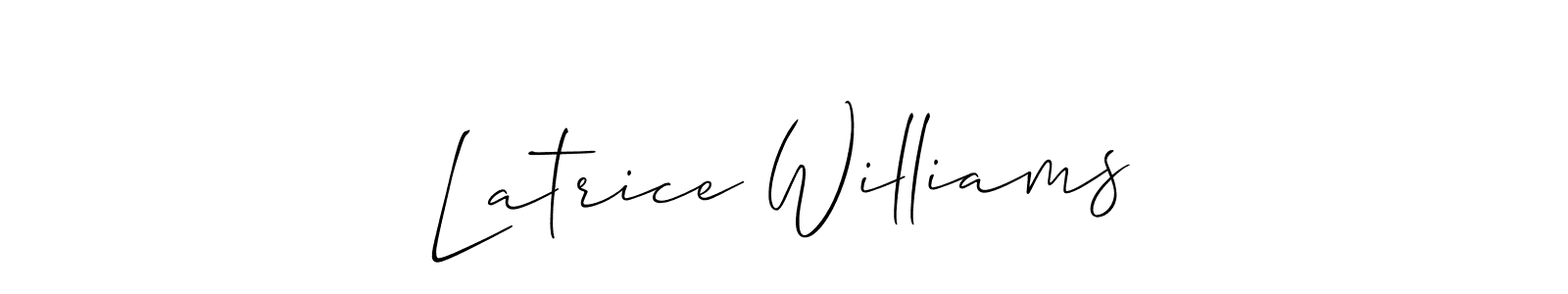 Allison_Script is a professional signature style that is perfect for those who want to add a touch of class to their signature. It is also a great choice for those who want to make their signature more unique. Get Latrice Williams name to fancy signature for free. Latrice Williams signature style 2 images and pictures png