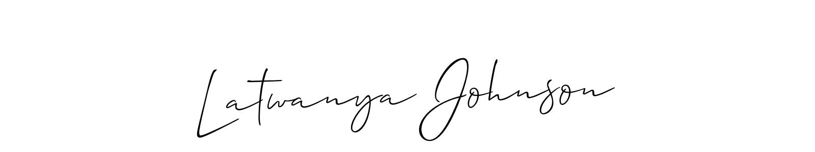 Also You can easily find your signature by using the search form. We will create Latwanya Johnson name handwritten signature images for you free of cost using Allison_Script sign style. Latwanya Johnson signature style 2 images and pictures png