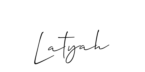 It looks lik you need a new signature style for name Latyah. Design unique handwritten (Allison_Script) signature with our free signature maker in just a few clicks. Latyah signature style 2 images and pictures png