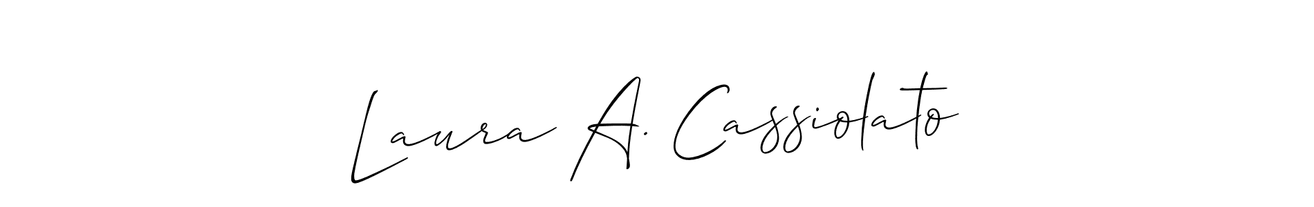 The best way (Allison_Script) to make a short signature is to pick only two or three words in your name. The name Laura A. Cassiolato include a total of six letters. For converting this name. Laura A. Cassiolato signature style 2 images and pictures png