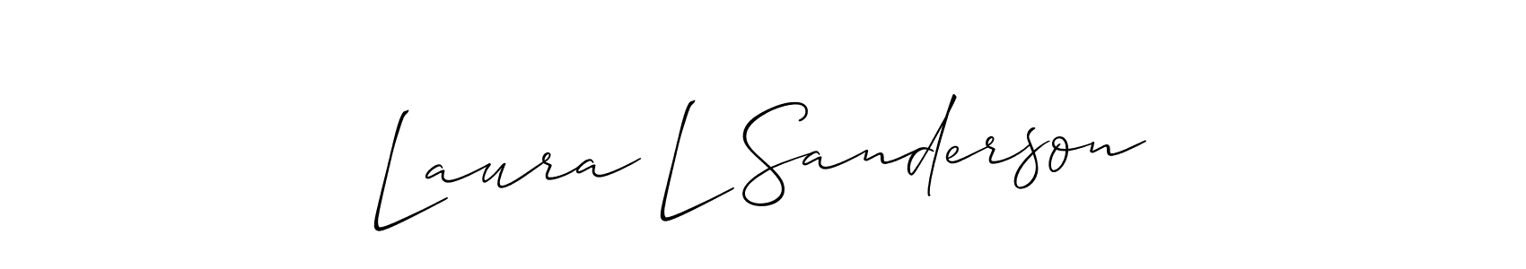 The best way (Allison_Script) to make a short signature is to pick only two or three words in your name. The name Laura L Sanderson include a total of six letters. For converting this name. Laura L Sanderson signature style 2 images and pictures png