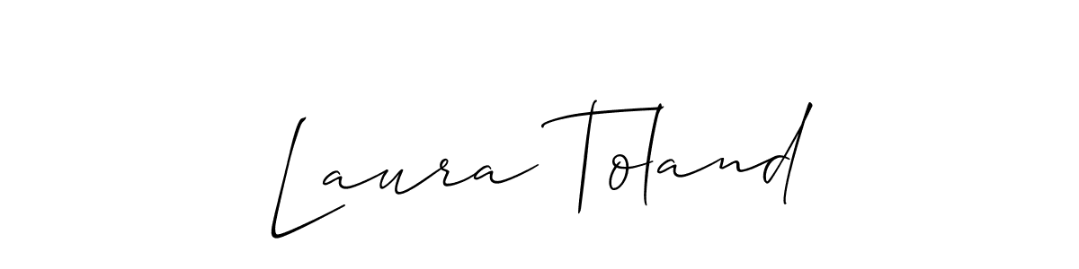 Allison_Script is a professional signature style that is perfect for those who want to add a touch of class to their signature. It is also a great choice for those who want to make their signature more unique. Get Laura Toland name to fancy signature for free. Laura Toland signature style 2 images and pictures png
