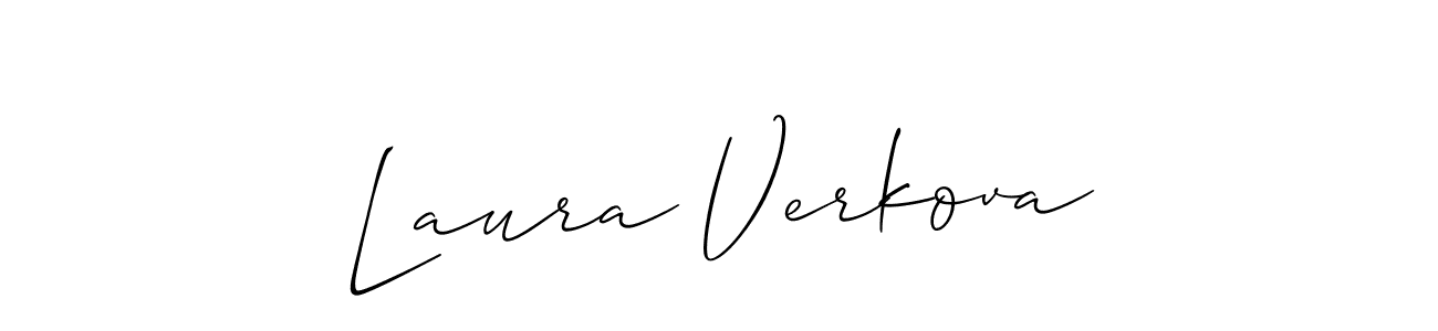 The best way (Allison_Script) to make a short signature is to pick only two or three words in your name. The name Laura Verkova include a total of six letters. For converting this name. Laura Verkova signature style 2 images and pictures png