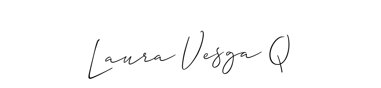 The best way (Allison_Script) to make a short signature is to pick only two or three words in your name. The name Laura Vesga Q include a total of six letters. For converting this name. Laura Vesga Q signature style 2 images and pictures png