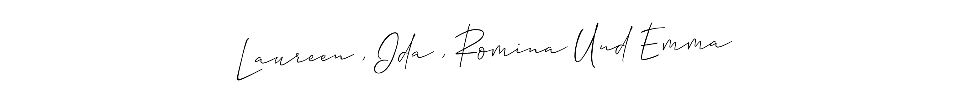 Design your own signature with our free online signature maker. With this signature software, you can create a handwritten (Allison_Script) signature for name Laureen , Ida , Romina Und Emma. Laureen , Ida , Romina Und Emma signature style 2 images and pictures png