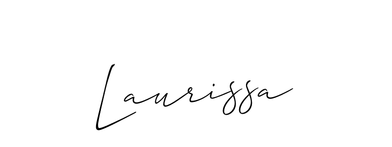 It looks lik you need a new signature style for name Laurissa. Design unique handwritten (Allison_Script) signature with our free signature maker in just a few clicks. Laurissa signature style 2 images and pictures png