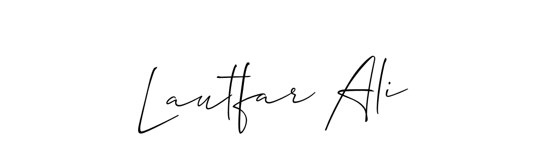 Also You can easily find your signature by using the search form. We will create Lautfar Ali name handwritten signature images for you free of cost using Allison_Script sign style. Lautfar Ali signature style 2 images and pictures png