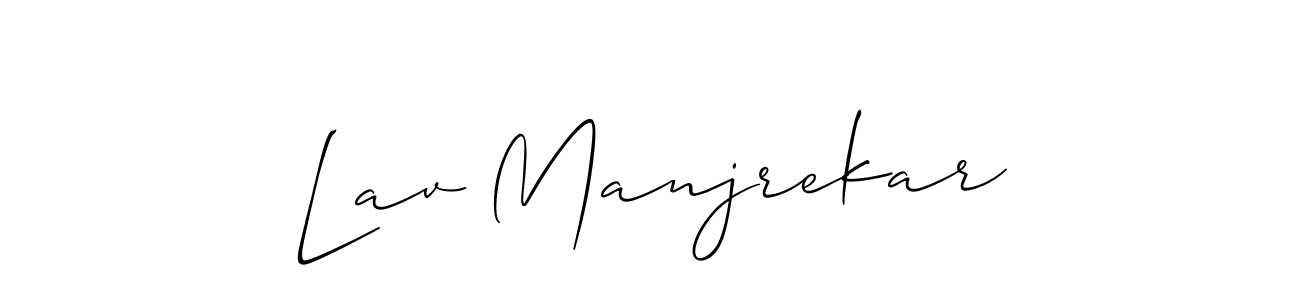Also You can easily find your signature by using the search form. We will create Lav Manjrekar name handwritten signature images for you free of cost using Allison_Script sign style. Lav Manjrekar signature style 2 images and pictures png