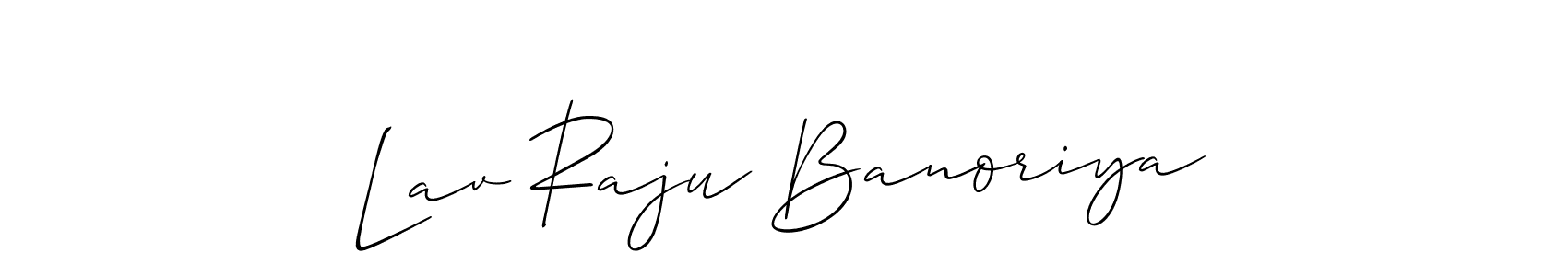 if you are searching for the best signature style for your name Lav Raju Banoriya. so please give up your signature search. here we have designed multiple signature styles  using Allison_Script. Lav Raju Banoriya signature style 2 images and pictures png