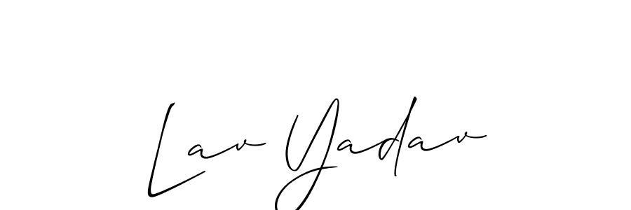 Allison_Script is a professional signature style that is perfect for those who want to add a touch of class to their signature. It is also a great choice for those who want to make their signature more unique. Get Lav Yadav name to fancy signature for free. Lav Yadav signature style 2 images and pictures png