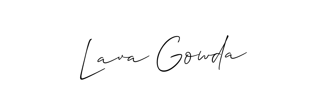 The best way (Allison_Script) to make a short signature is to pick only two or three words in your name. The name Lava Gowda  include a total of six letters. For converting this name. Lava Gowda  signature style 2 images and pictures png