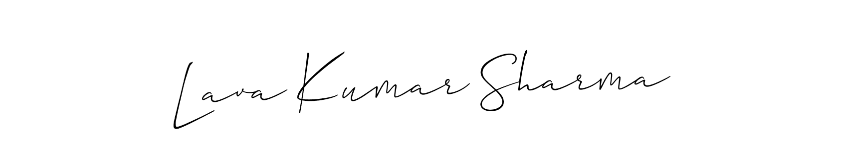 if you are searching for the best signature style for your name Lava Kumar Sharma. so please give up your signature search. here we have designed multiple signature styles  using Allison_Script. Lava Kumar Sharma signature style 2 images and pictures png