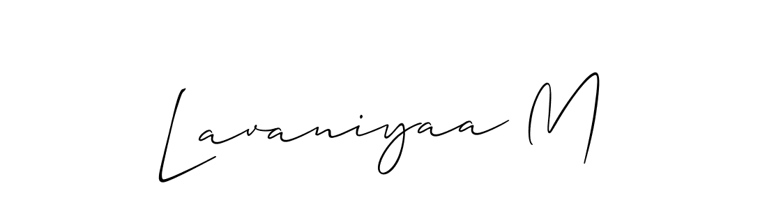 It looks lik you need a new signature style for name Lavaniyaa M. Design unique handwritten (Allison_Script) signature with our free signature maker in just a few clicks. Lavaniyaa M signature style 2 images and pictures png