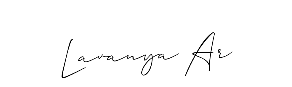 Make a beautiful signature design for name Lavanya Ar. With this signature (Allison_Script) style, you can create a handwritten signature for free. Lavanya Ar signature style 2 images and pictures png