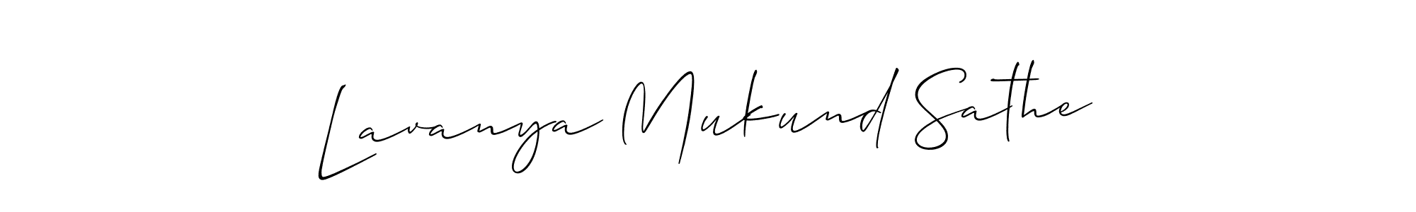 This is the best signature style for the Lavanya Mukund Sathe name. Also you like these signature font (Allison_Script). Mix name signature. Lavanya Mukund Sathe signature style 2 images and pictures png